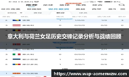 意大利与荷兰女足历史交锋记录分析与战绩回顾